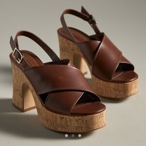 ANTHRO 🦤 By Anthropologie Cross Strap Woven Platform Sandals - Size 10